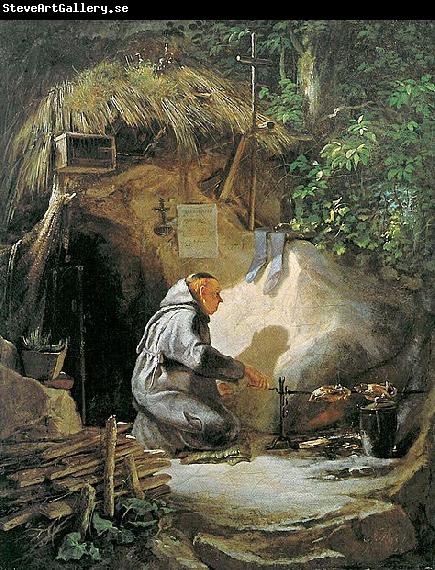 Carl Spitzweg Eremit Huhnchen bratend